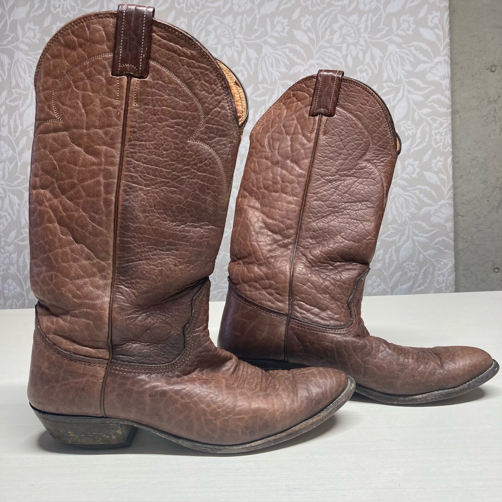 Cowboy Boots Pointed Toe Vintage Men’s US 7.5 Brown Leather Western.